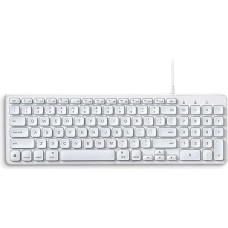 Perixx PERIBOARD-333MW Wired USB Keyboard with White Backlight - Scissor Keys with Large Font - Size 36.1 x 11.6 x 2.1 cm US Layout