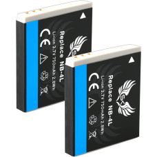 2 x SK baterija Canon NB-4L | 750 mAh | skirta Canon Digital IXUS 65 80 is 100 is 255 HS i7 Zoom // PowerShot SD600 SD1000 SD1400 is ELPH 330 HS TX1 // NB-4LH