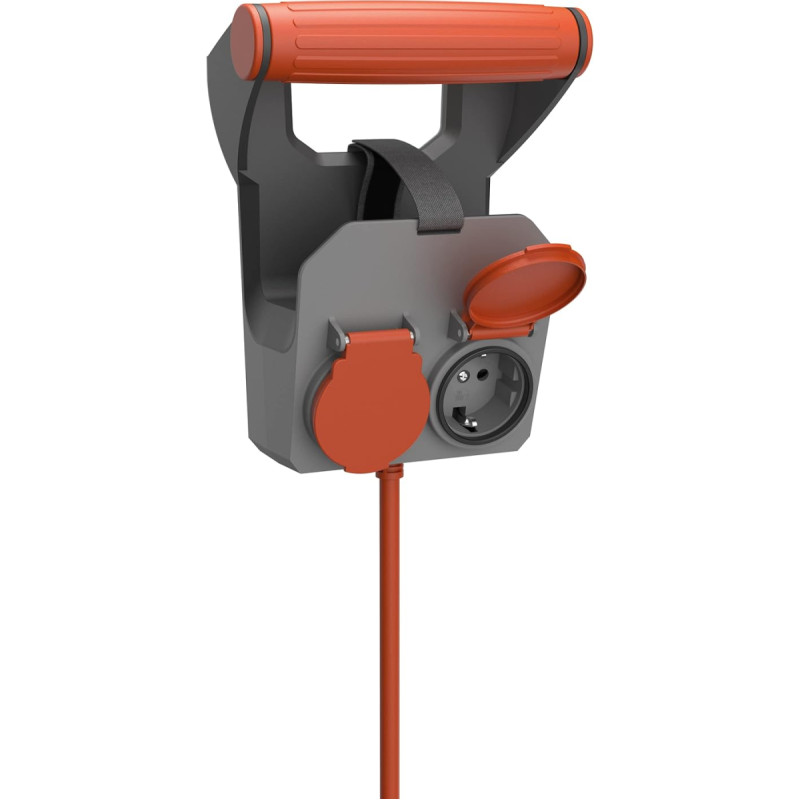 REV RollON 0016602512 Extension Cable with Dual Socket IP44 3680 W 10 m Wall Mount Orange