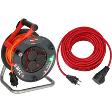 Brennenstuhl Garant V2 IP44 kabelio ritė 25 m lauke (pagaminta Vokietijoje, oranžinės spalvos signalo kabelis) ir statybvietės prailginimo kabelis (10 m kabelis, skirtas naudoti lauke, IP44), raudonas