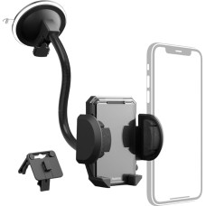 Hama Car Mobile Phone Holder for Ventilation and Windscreen Universal up to 11 cm Wide (Portrait Format, Landscape Format, 360° Rotatable, Clamp Holder, Suction Cup, with Picture Frame, Car Gadget,