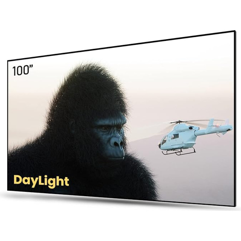 AWOL VISION 100 Inch UST Screen Projector for Bright Daylight Use, 85% Ambient Light Repellent (ALR) Fresnel Projection Screen for Short Distance Projector 4K, Fixed Frame, Active 3D, HDR -D100