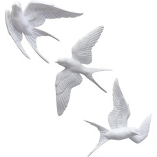 Yardwe Hanging Swallows Sparrow Birds Wall Mounted Wall Decor Wall Art Ornament Resin Birds Decoration 3D European Retro Artistic Animal Sculptures for Living Room Dining Room 3