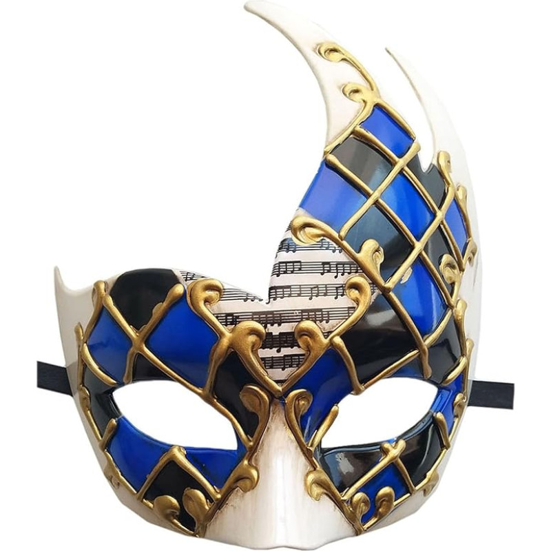 Coolwife Men's Masquerade Mask Vintage Venetian Checked Music Party Carnival - One Size