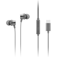 Lenovo - 300 Wired In-Ear USB-C Headphones - Inline Microphone - USB-C Connectivity - Play and Pause Button - 3 Sizes Silicone Earbuds Included