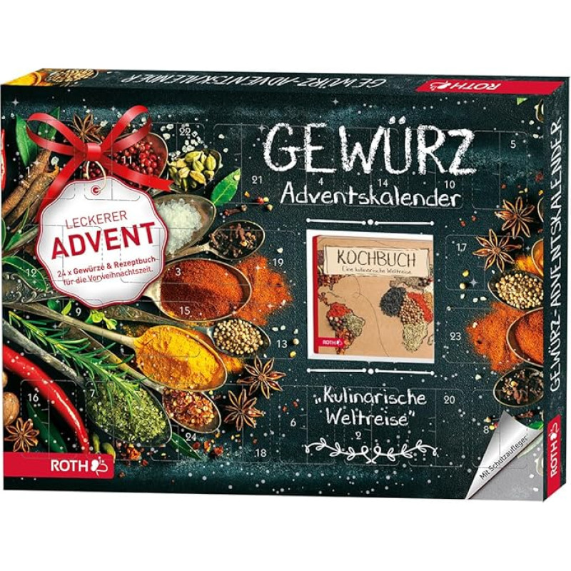 ROTH Spice Advent Calendar Filled with 24 High-Quality Herbs and Cookbook for Cooking in Advent, Spice Mix Calendar for the Advent Season