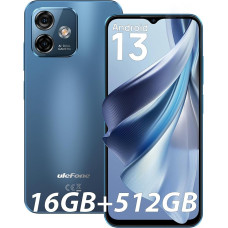 Ulefone Note 16 Pro Smartphone, 512GB ROM + 16GB RAM Android 13 Phone, Camera 50MP Mobile Phone, 4400mAh Battery, 6.52 Inch HD+ Screen, Fingerprints, WiFi 5G/Dual SIM/Face ID/3 Slots - Blue