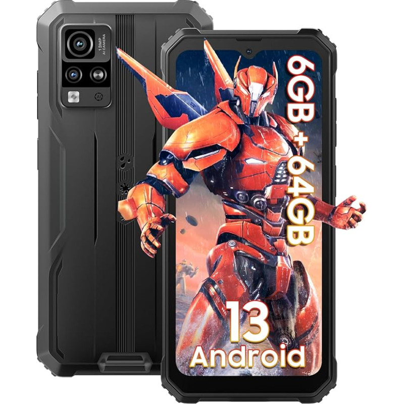 Blackview BV4800 (6GB + 64GB) Outdoor Mobile Phone Without Contract, Android 13 Outdoor Smartphone Cheap 6.56 HD+ Dot Display 13MP + 5MP Camera, Construction Site Mobile Phone with 5180 mAh Battery,