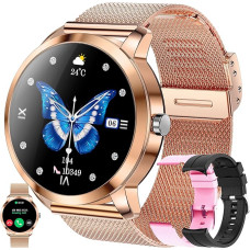 Women's Smartwatch with Phone Function, 1.09 Inch Fitness Watch with 123 Sports Modes, Heart Rate Monitor, Sleep Monitor, SpO2, Pedometer, Fitness Tracker Compatible with Android/iOS, 3 Bracelets,