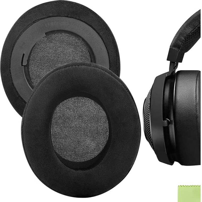 Geekria Comfort Replacement Velour Ear Pads for Razer Kraken Pro V2, 7.1 V2, 7.1 Chroma V2, Kraken Pro V2 Pewdiepie/Stormtrooper Headphones, Headset Ear Pads, Ear Cup Repair (Black)