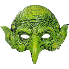 YLYMWJ Halloween Witch Mask Scary Half Face Wizard Mask Horror Blood Eyes Monster Mask Halloween Cosplay Carnival Party Props Green