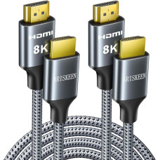 ARISKEEN 8K HDMI 2.1 Cable 1 m Pack of 2, 48Gbps High Speed Nylon Braided HDMI Cable, Supports 8K @ 60HZ, 4K @ 120Hz, Compatible with PS5/4 TV Monitor, Blu-ray Soundbar, DVD Laptop