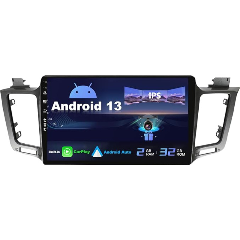 SXAUTO Android 13 IPS Car Radio for Toyota RAV4 (2013-2018) - Built-in CarPlay/Android Car - Reversing Camera Free - 2G + 32G - Steering Wheel Control DAB Fast Boot WiFi DSP Bluetooth - 2 DIN 10.1