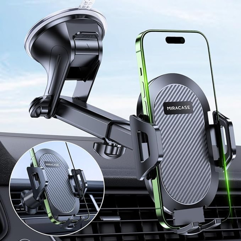 Miracase Mobile Phone Holder Car [Super Stable & Strong Suction Cup] Mobile Phone Holder Car for Dashboard Windscreen Air Vent [4 in 1] Car Mobile Phone Holder with iPhone Samsung Other Smartphones