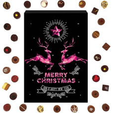 Hallingers Pink Elk Advent Calendar Chocolates Gift Handmade without Alcohol from Fine Cocoa Chocolate (Box) - Advent Calendar Novelties & Advent Calendar Fill | Congratulations Hanukkah Freundscha