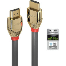 LINDY 37602 HDMI Cable 2.1 Gold Line High Speed 2 Metres with Ethernet, 10K @ 120Hz HDMI 2.1 3D 1080p HDCP 2.3 120Hz 144Hz HDR ARC CEC ATC, ATC-Tested, TV OLED, Monitor, Xbox, Blu-Ray, Soundbar