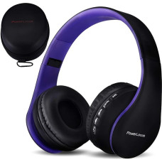 PowerLocus Bluetooth Headphones Over Ear, Wireless Headphones, HiFi Stereo, Foldable Headphones with Microphone, Soft Ear Pads, Micro SD/TF, FM Radio for iPhone/Android/Tablet/Laptop (Black/Purple)