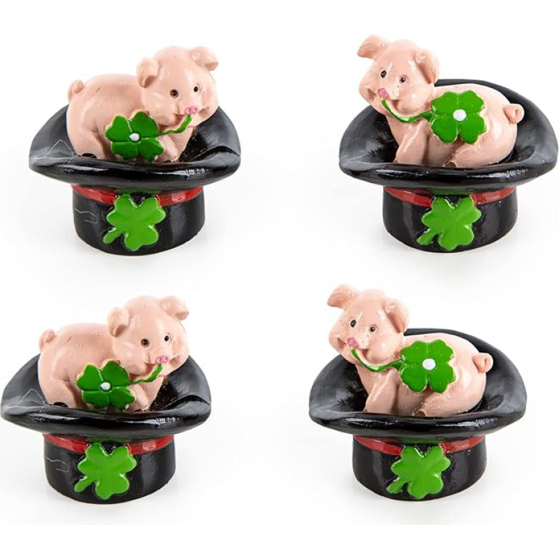 Logbuch-Verlag 4 small lucky pigs in top hat, lucky charm, gift, New Year's Eve decoration, give-away, lucky pig, 5 cm