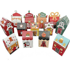 Tootesa Advent Calendar for Filling, 24 Pieces DIY Advent Calendar Houses Christmas Boxes Gift Boxes Cardboard for Crafts Decoration Girls Boys Christmas Decoration