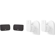 Polk Audio SR2 Wireless Surround Speaker for Polk React and MagniFi 2 Soundbar, Black & Goobay 49394 Speaker Wall Mount Universal, Swivel/Tilt for Boxes up to 3.5 kg, White