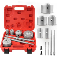 ZKH tuščiavidurių grąžtų rinkinys 30 40 40 65 80 100 mm 300 mm skersmens apvali rankena SDS Plus ir SDS Max, 2 centriniai grąžtai, grąžtų lizdas, skirtas gręžimo grąžtams 9 vnt.