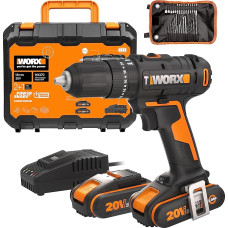 WORX 18 V (20 V MAX) WX370 akumuliatorinio gręžimo su plaktuku rinkinys 