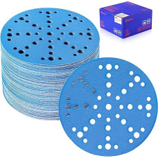 SpeTool 6 Inch Sanding Discs with 49 Holes Hook and Loop Sandpaper 60 Pack Compatible with Random Orbital Sander, Sanding Disc 120 Grit for Various Sanding Work