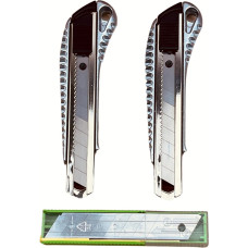 SOLIDGUARD Cutter Snap Off Blade Knife - Extra Sharp with 18 mm Snap-off Blades, Robust Die-Cast Aluminium Housing and Ergonomic Design for Precise Cutting (Set of 2)