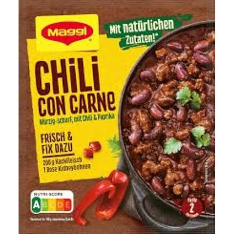 MAGGI Fix for Chili con Carne, Spice Mix, with Natural Ingredients*, for 2 Servings, Pack of 1 (1 x 33g Pack)