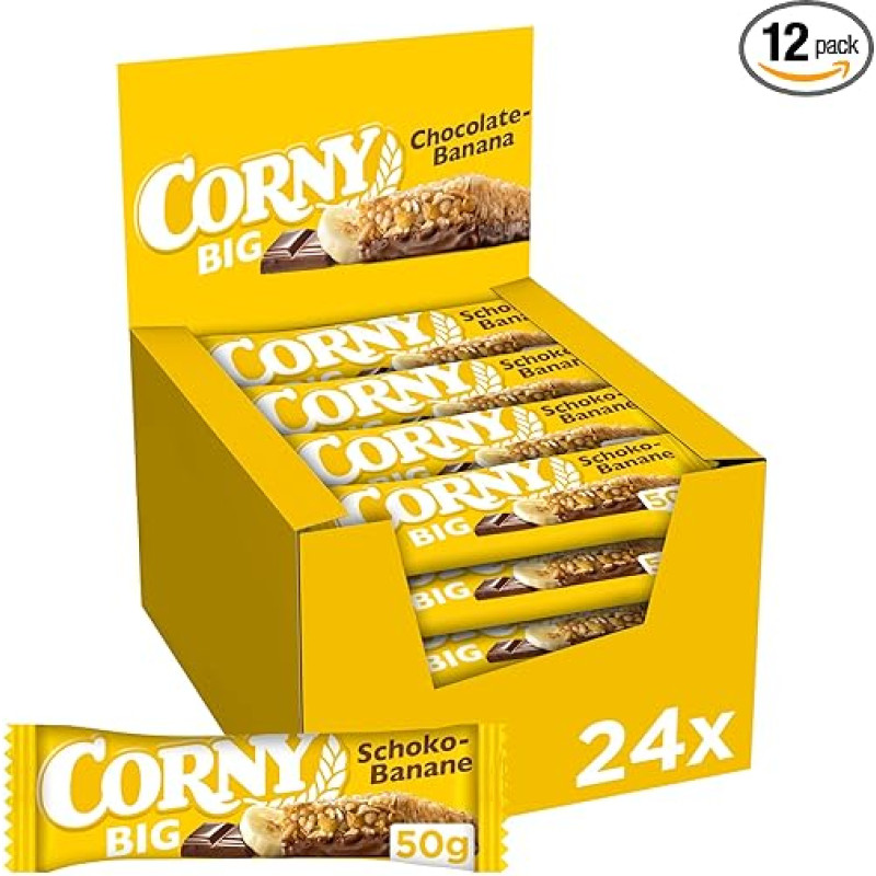 Corny BIG Chocolate Banana Cereal Bar with Chocolate and Banana Bulk Pack 24 x 50 g