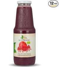 BenOrganic 12 x 1 Litre Organic Pomegranate Juice, 100% Mother Juice from Controlled Organic Cultivation, Direct Juice, Natural Cloudy