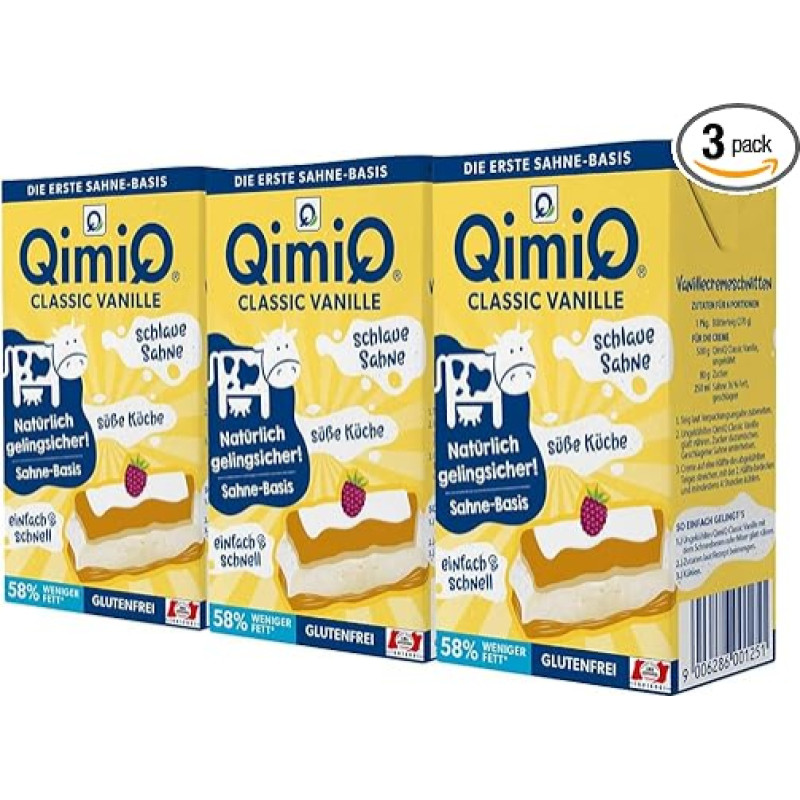 QimiQ Classic, natūralus kremas (vanilė, 3 x 250 g)