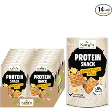 Dr. Karg's Protein Snack Emmental Cheese - Crispy, Vegetarian, High Protein, with More than 30% Protein & Less Carbohydrates as well as Spicy Emmental, Protein Source without Additives, 14 x 85 g