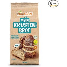 Biovegan Mein Krustenbrot, Gluten-Free Bread Baking Mix for Crispy and Fresh Bread, Simple and Vegan Organic Baking Mix, 6 x 500 g