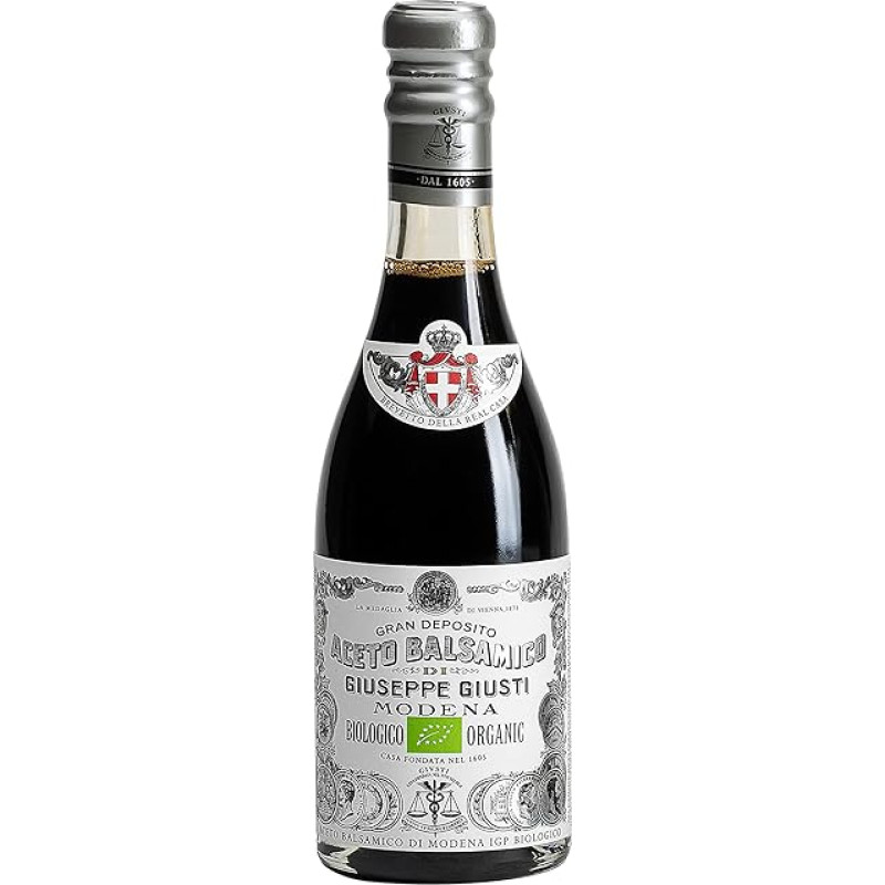 Giuseppe Giusti Aceto Balsamico di Modena - Organic Balsamic 1 Silver Medal in Traditional Bottle (1 x 0.25 L)