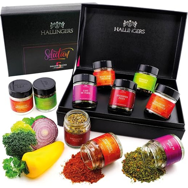 Hallingers Selection - Spice Gift Set Handmade, 5 Spices from Around the World (Set) - Easter Gifts Easter Basket Easter Eggs & Easter Decoration Birthday Congratulations New Home Retirement