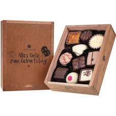 Elegance - Birthday - Chocolates - Ten Handmade Chocolates in Wooden Box - Chocolate - Gift - Birthday