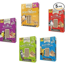 Delicia Pick-ME-UP Sample Set Plus (Set of 5) EnergieBloc, ActivBloc, VitaBloc, PowerBloc, InsectBloc - Wild Bird Food Energy Food, 5 x 6 Pack