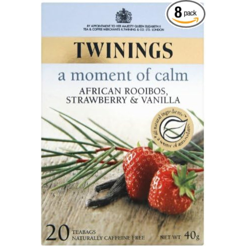 Twinings Rooibos, Erdbeere und Vanille, 20 Teebeutel (8 Stück, insgesamt 160 Teebeutel)