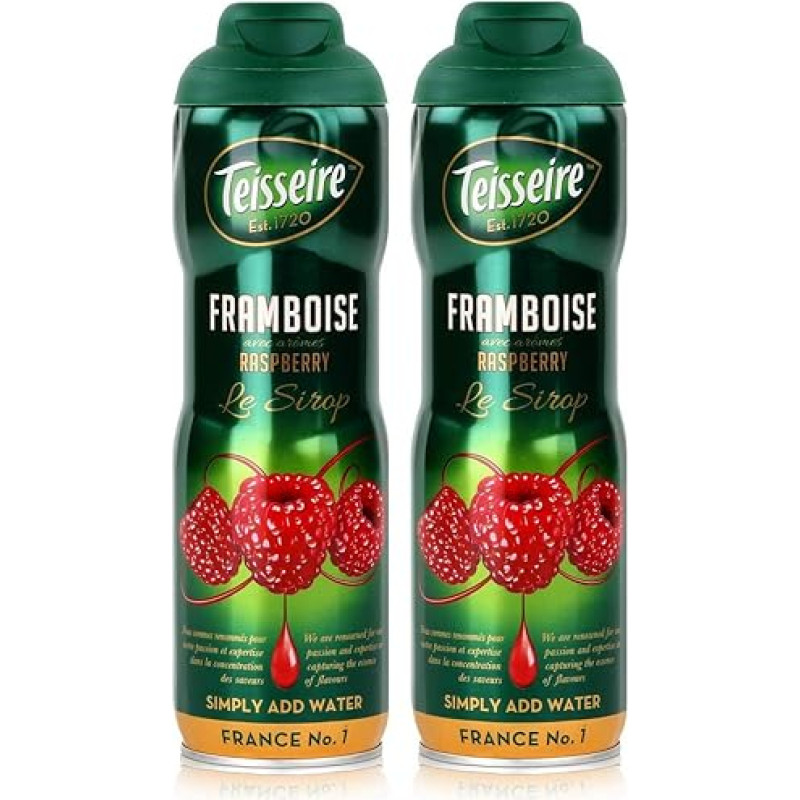 Teisseire Drinks Syrup Raspberry/Raspberry 600 ml - Syrup That Tastes Just Like the Fruit (Pack of 2)