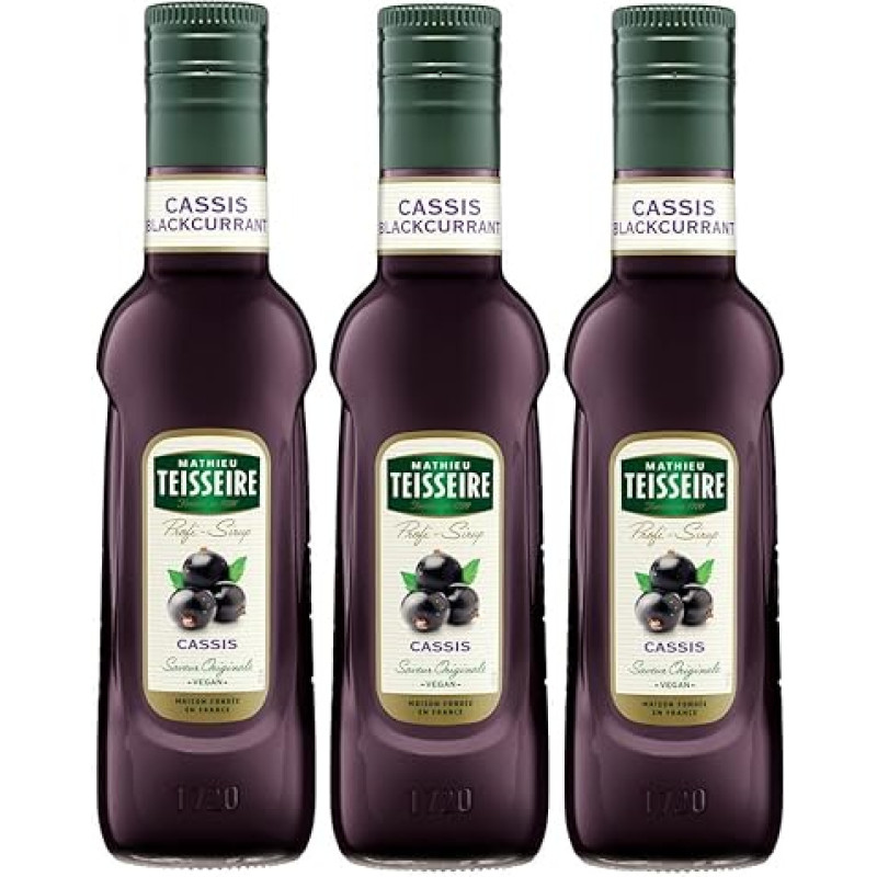 Mathieu Teisseire Drinks Syrup Cassis 0.25 L Cocktails (Pack of 3)