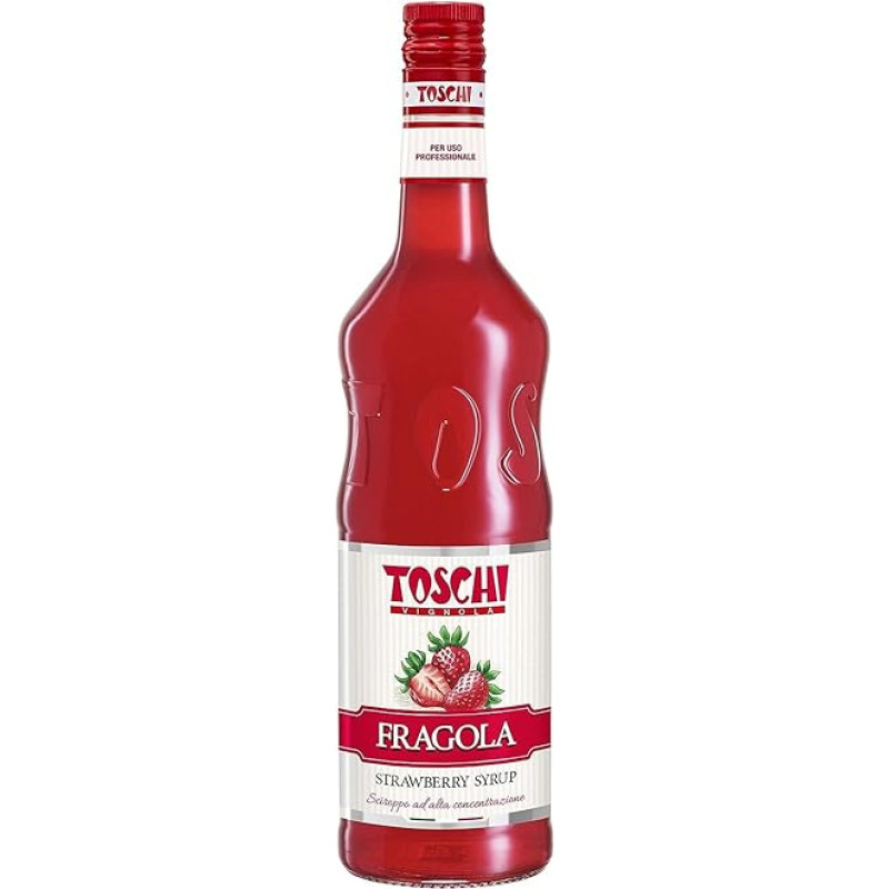 Toschi Fragola Toschi Strawberry Syrup for Cocktails 1L + Italian Gourmet Polpa 400g Pack of 3