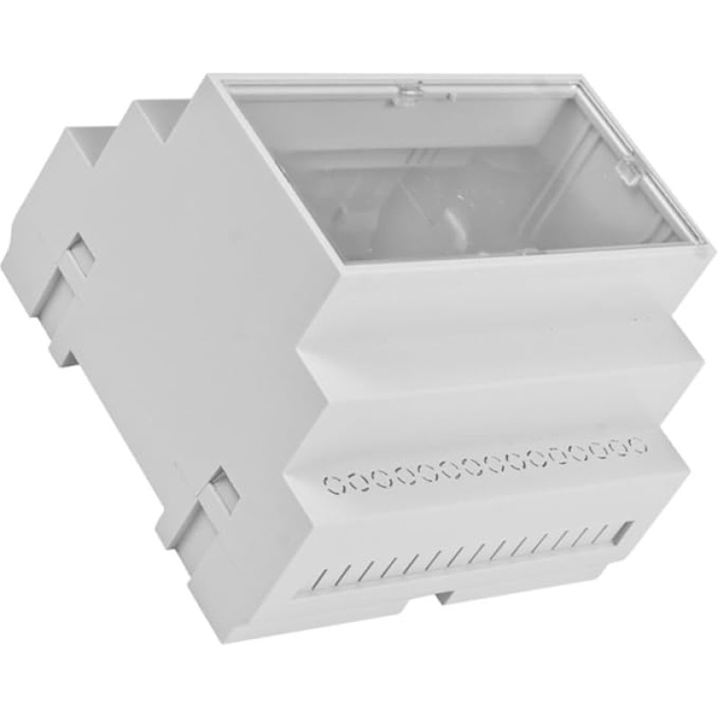 WITTKOWARE IP44 Electronic DIN Rail Housing with Transparent Lid, Plastic, Grey, 5TE, Dimensions (H x W x D): 90 x 88 x 65 mm