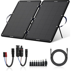 ECO-WORTHY 100 W Foldable Solar Panel with 10 Connectors and 3 Metre Cable for Power Station, Monocrystalline with 23% High Efficiency and IP65 Waterproof for Camping, Motorhome, Outdoor Emergency