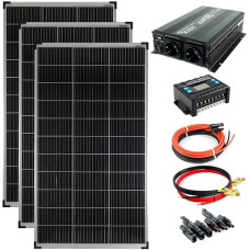 Complete Set 3 x 140 Watt Solar Module 1500 Watt Converter Modified Charge Controller Photovoltaic Island System