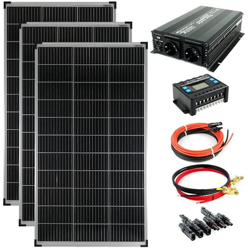 Complete Set 3 x 140 Watt Solar Module 1500 Watt Converter Modified Charge Controller Photovoltaic Island System