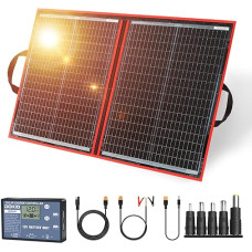 Dokio 100 Watt Monocrystalline Solar Module, Collapsible, with Solar Controller, LCD Display and USB Output