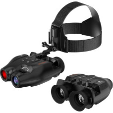 GTMEDIA N4 Black Night Vision Glasses, Rechargeable Binoculars with Night Vision, Hands-Free Kit for Helmets, 984FT Infrared Binoculars for Hunting