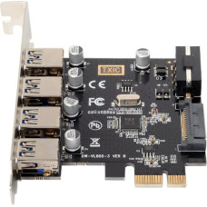 cablecc U3-038 PCI-E į USB 3.0 HUB PCI Express išplėtimo kortelės adapteris 5Gbps pagrindinei plokštei