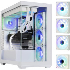 BitFenix CETO High Airflow PC Gaming Case White Panoramic Tempered Glass Reverse Connection Motherboard Compatible 4 x Infinity Mirroring ARGB ventiliatoriai (3 x Reverse)-360 mm AIO/GPU 410 mm palaikymas
